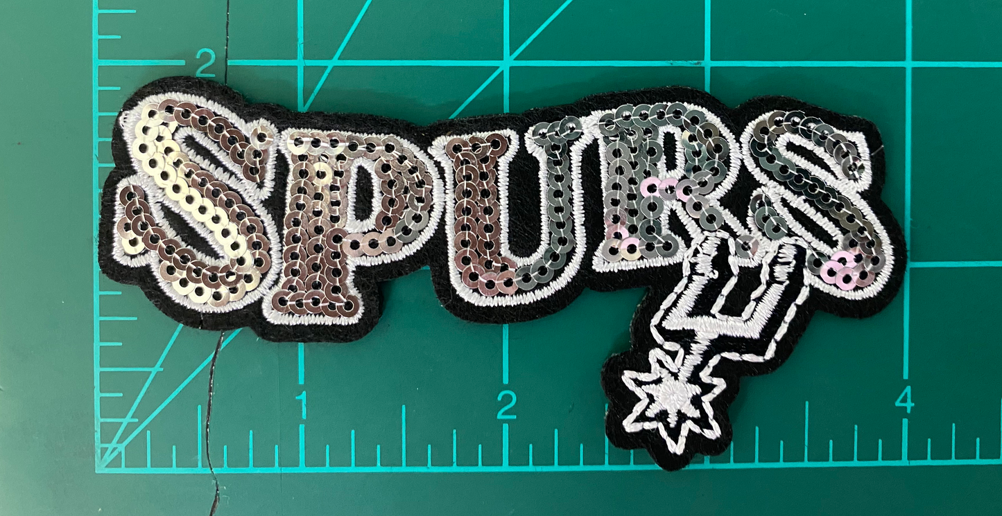 Silver Sequence Spurs Hat Patch